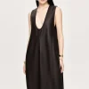 Source Unknown Clothing-Adua Faux Leather Maxi Dress, Chocolate