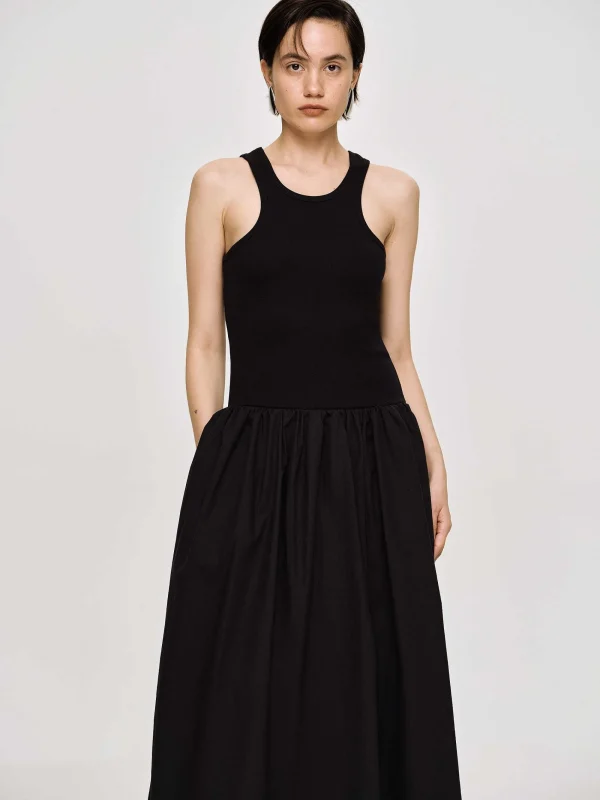 Source Unknown Dresses-Amal Drop Waist Racer Tank Dress, Black