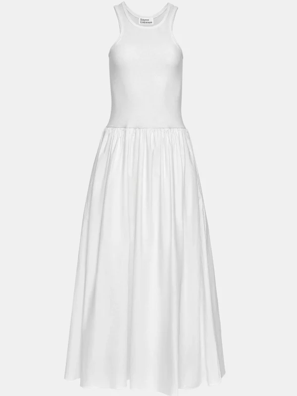 Source Unknown Dresses-Amal Drop Waist Racer Tank Dress, White