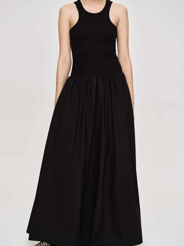 Source Unknown Dresses-Amal Drop Waist Racer Tank Dress, Black