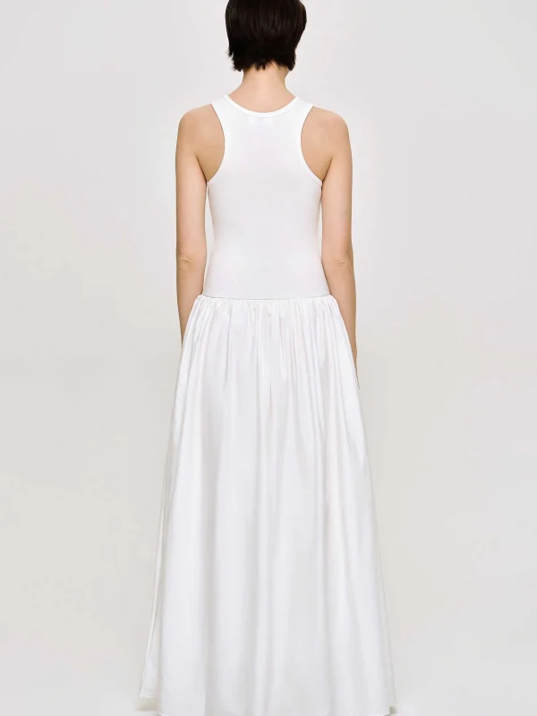 Source Unknown Dresses-Amal Drop Waist Racer Tank Dress, White