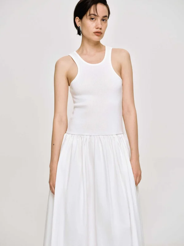 Source Unknown Dresses-Amal Drop Waist Racer Tank Dress, White