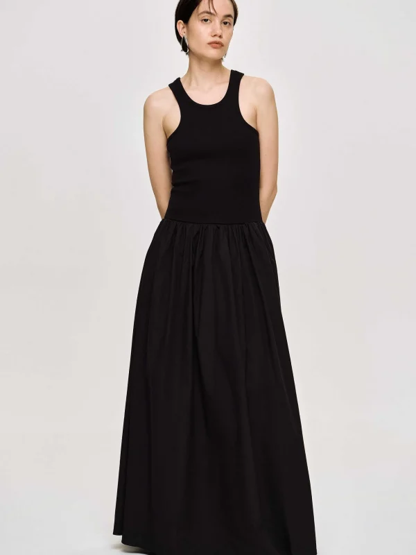 Source Unknown Dresses-Amal Drop Waist Racer Tank Dress, Black