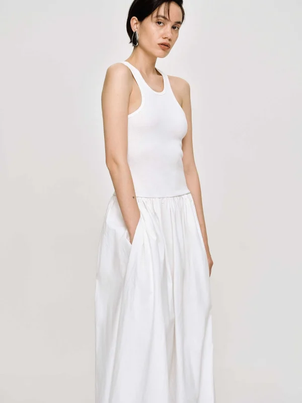 Source Unknown Dresses-Amal Drop Waist Racer Tank Dress, White