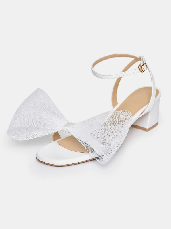 Source Unknown Shoes & Bags-Apogeo Tulle Bow Sandals, White