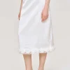 Source Unknown Clothing-Applique Satin Skirt, White