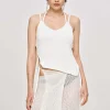 Source Unknown Knitwear-Asymmetric Knit Tank Top, White