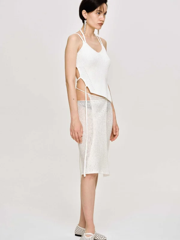 Source Unknown Clothing-Asymmetric Knit Tank Top, White