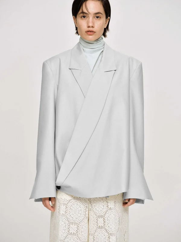 Source Unknown Accessories-Baia Boxy Wrap Blazer, Gainsboro Grey