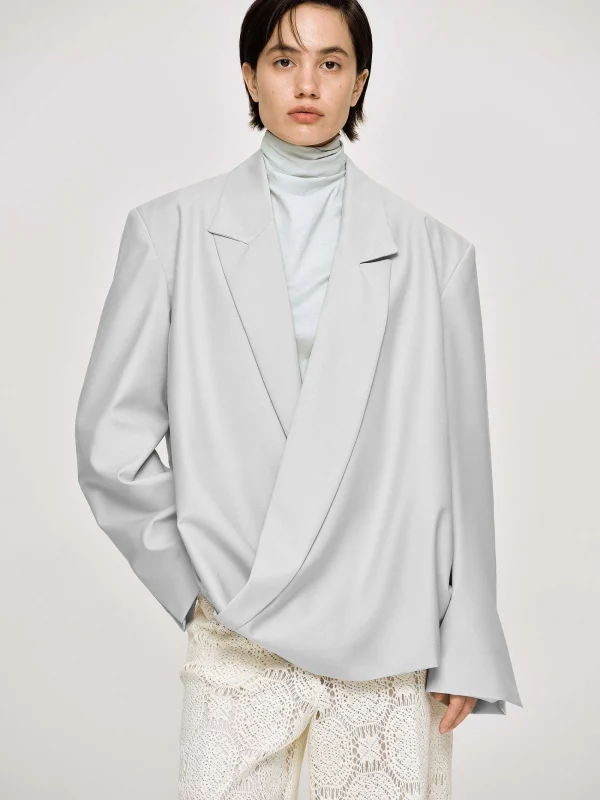 Source Unknown Accessories-Baia Boxy Wrap Blazer, Gainsboro Grey