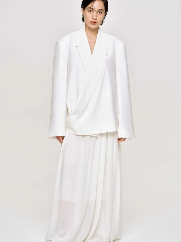 Source Unknown Accessories-Baia Boxy Wrap Blazer, White