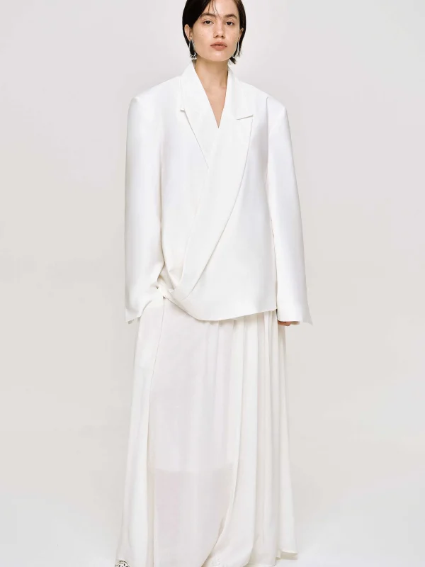 Source Unknown Accessories-Baia Boxy Wrap Blazer, White