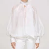 Source Unknown Accessories-Balloon Sheer Blouse, White