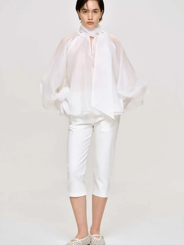 Source Unknown Accessories-Balloon Sheer Blouse, White