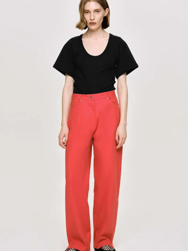 Source Unknown Bottoms-Barrel-Leg Pants, Red