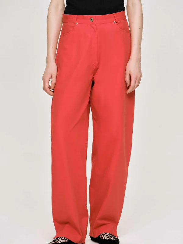 Source Unknown Bottoms-Barrel-Leg Pants, Red