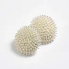 Source Unknown Clothing-Beaded Ball Earrings, Cream