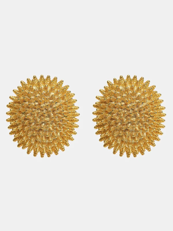 Source Unknown Accessories-Beaded Ball Earrings, Gold