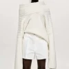 Source Unknown Accessories-Becca Oversized High Roll Knit Pullover, White