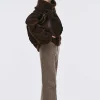 Source Unknown Accessories-Becca Oversized High Roll Knit Pullover, Chocolate