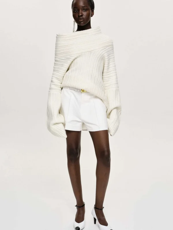 Source Unknown Accessories-Becca Oversized High Roll Knit Pullover, White