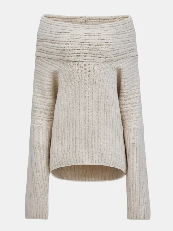 Source Unknown Accessories-Becca Oversized High Roll Knit Pullover, Birch