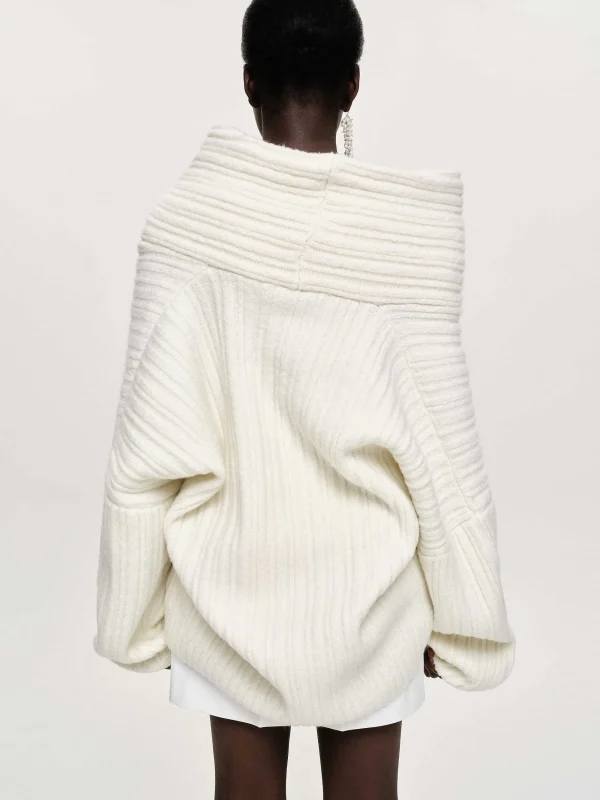 Source Unknown Accessories-Becca Oversized High Roll Knit Pullover, White