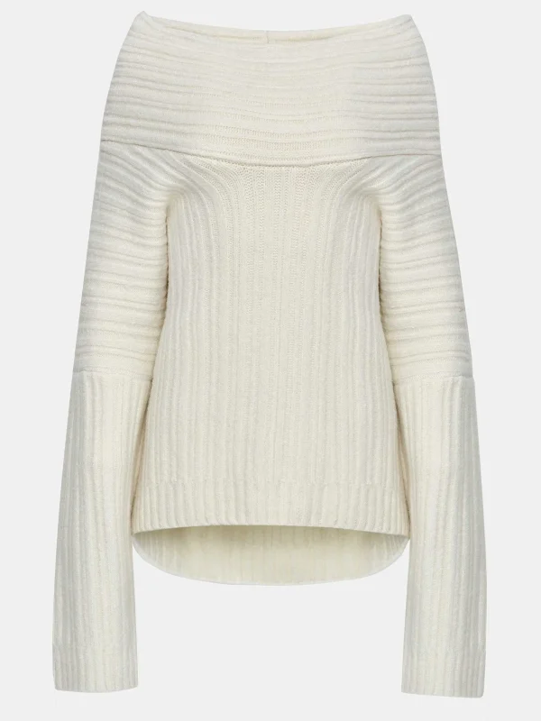 Source Unknown Accessories-Becca Oversized High Roll Knit Pullover, White