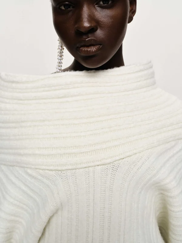 Source Unknown Accessories-Becca Oversized High Roll Knit Pullover, White