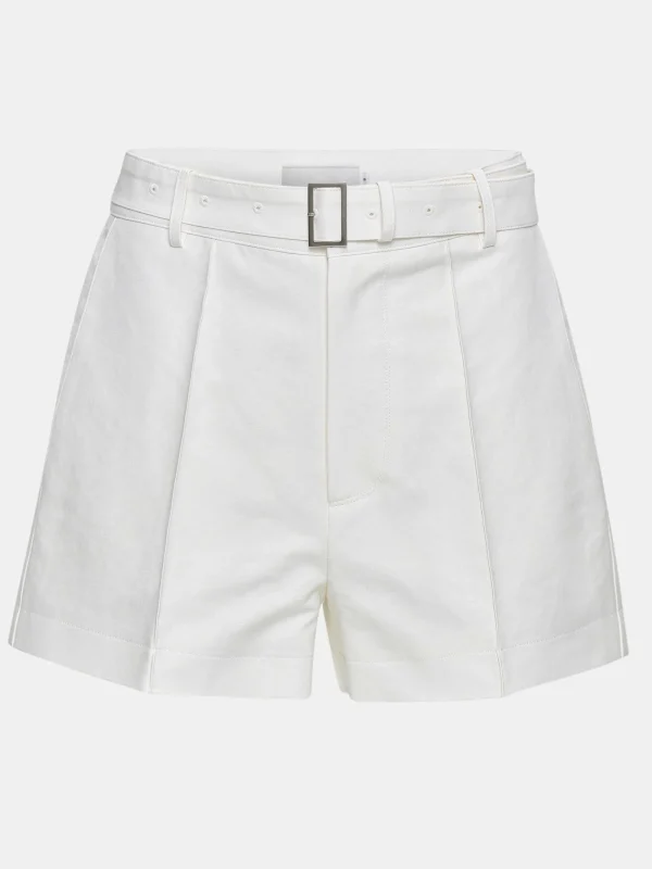 Source Unknown Bottoms-Belted Wide Shorts, White