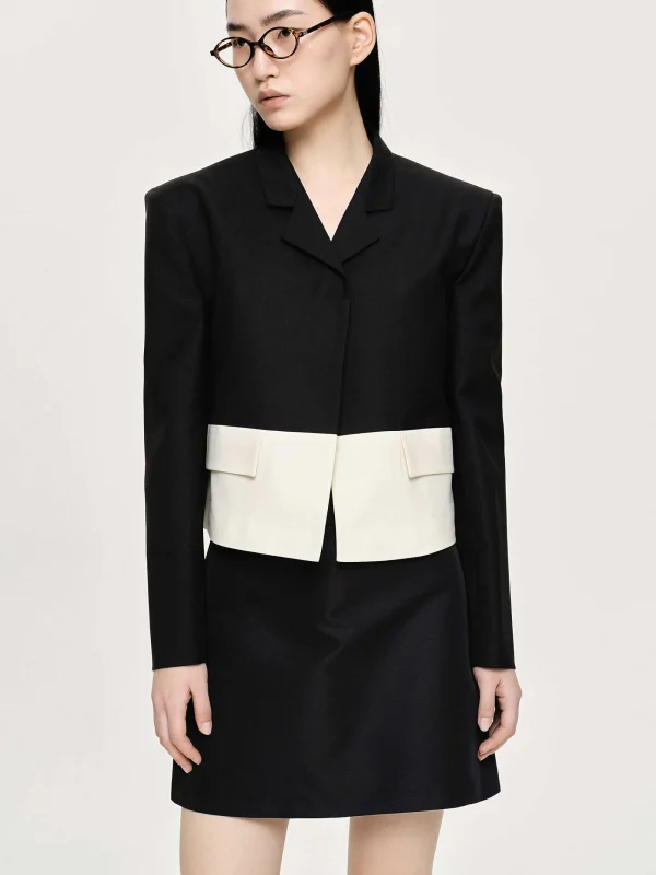 Source Unknown Accessories-Bicolor Blazer, Black/Ivory