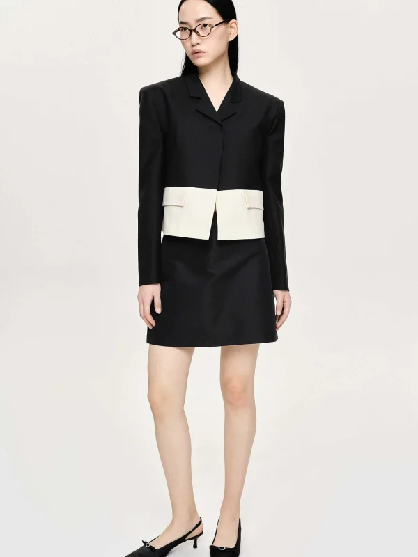 Source Unknown Accessories-Bicolor Blazer, Black/Ivory