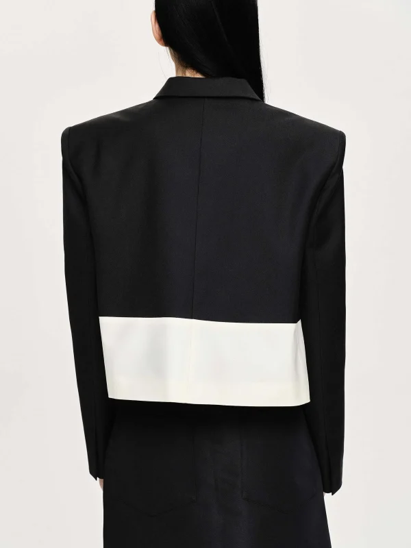 Source Unknown Accessories-Bicolor Blazer, Black/Ivory