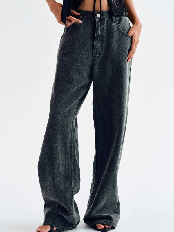 Source Unknown Clothing-Boyfriend Pigment Jeans, Sharkskin