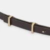 Source Unknown Clothing-Calfskin Leather Skinny Belt, Brown