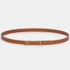 Source Unknown Accessories-Calfskin Leather Skinny Belt, Tan