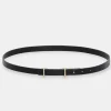 Source Unknown Accessories-Calfskin Leather Skinny Belt, Black