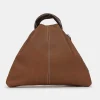 Source Unknown Clothing-Calfskin Triangle Tote, Brunette