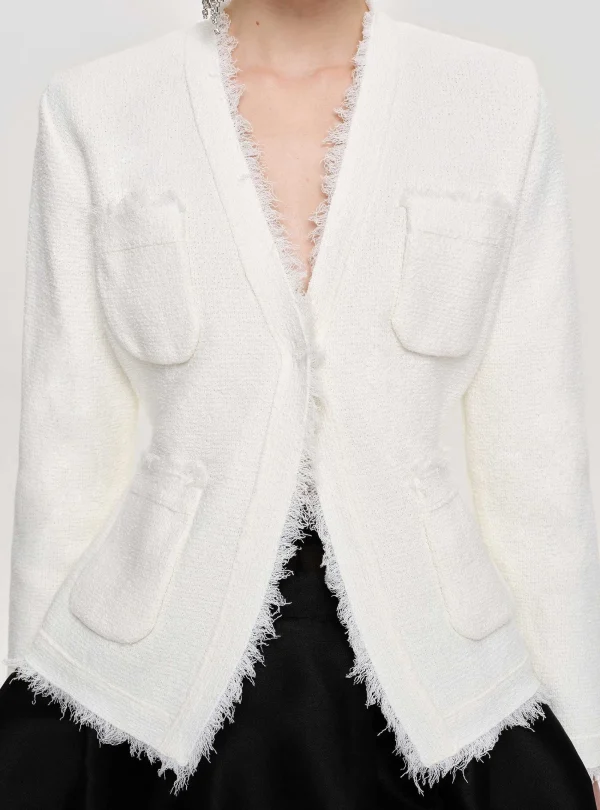Source Unknown Accessories-Cinched Waist Cardigan, Natural White