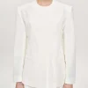 Source Unknown Accessories-Cinched Waist Split Jacket, Ivory