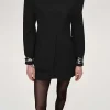 Source Unknown Accessories-Cinched Waist Split Jacket, Black