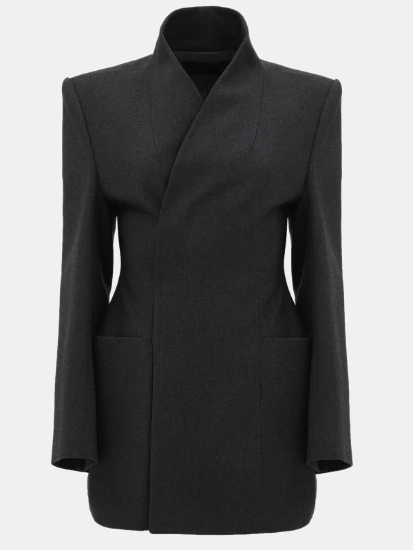 Source Unknown Outerwear-Corrin Wrap Blazer, Charcoal