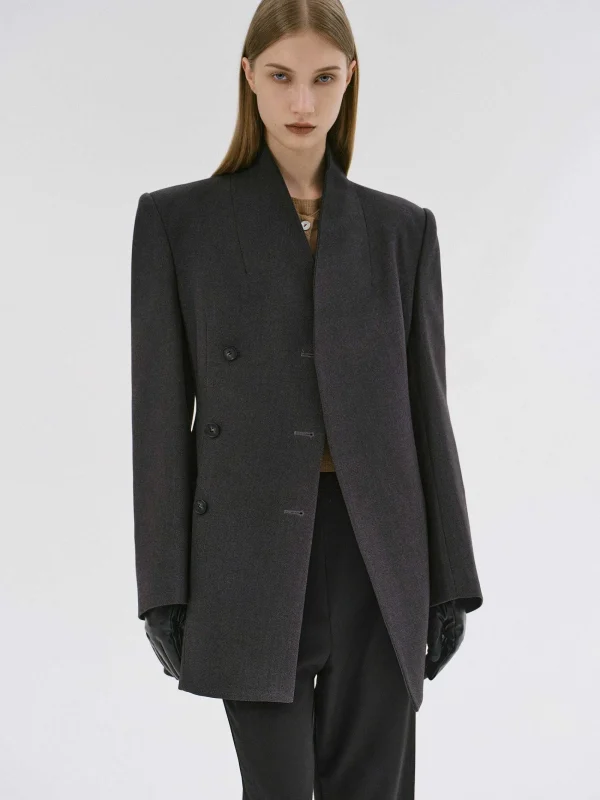 Source Unknown Clothing-Corrin Wrap Blazer, Charcoal