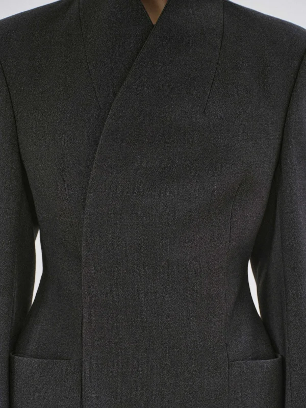 Source Unknown Clothing-Corrin Wrap Blazer, Charcoal