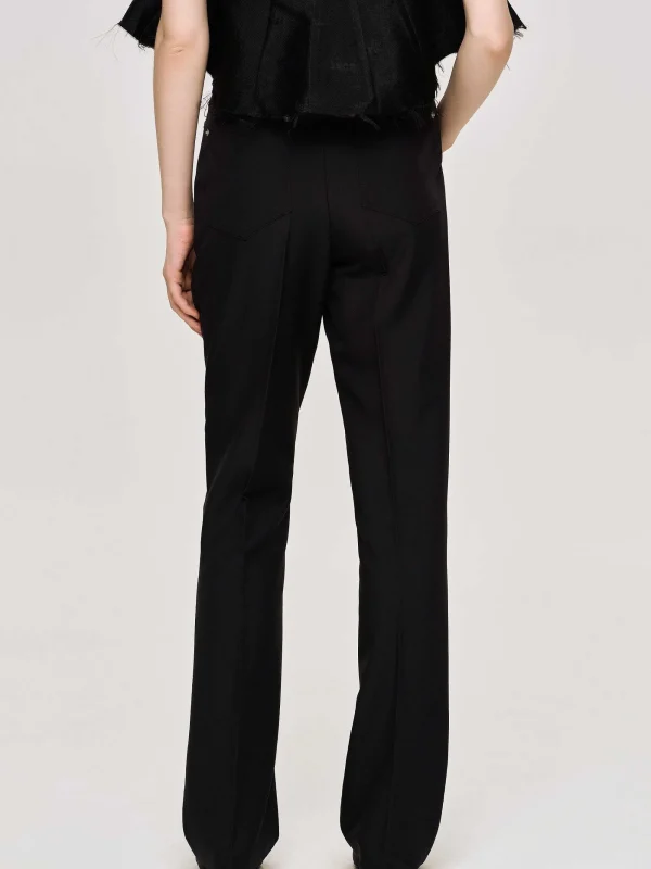 Source Unknown Bottoms-Creased Slim Trousers, Black