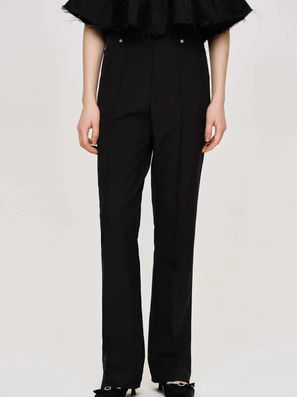 Source Unknown Clothing-Creased Slim Trousers, Black