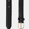 Source Unknown Accessories-Croc-Effect Belt, Black