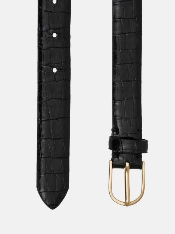 Source Unknown Accessories-Croc-Effect Belt, Black