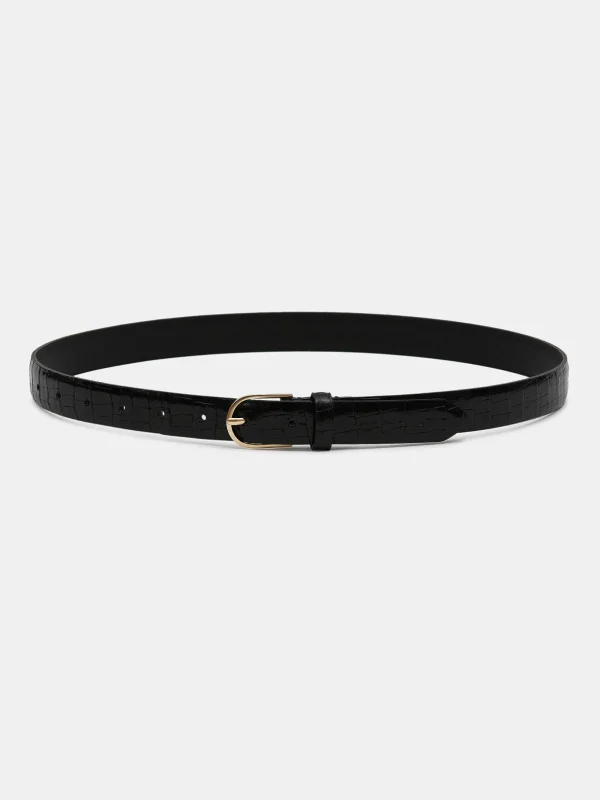 Source Unknown Clothing-Croc-Effect Belt, Black