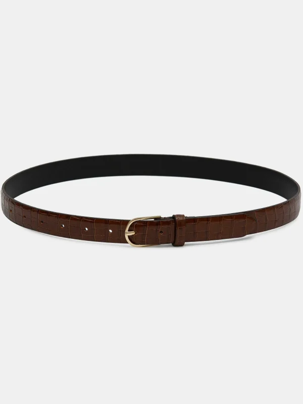 Source Unknown Accessories-Croc-Effect Belt, Brown